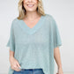 Oversized V-Neck Sheer Knit Top