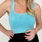 Mineral Washed Ribbed Square Neck Cropped Tank Top