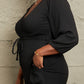 Classic Wide Ribbed Faux Wrap Dress