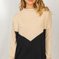 White Birch Colorblock Long Sleeve Solid Ribbed Knit Top