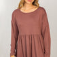 Long Sleeve Solid Open Back Knit Top