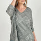Aztec Print French Terry V Neck Top