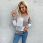 Round Neck Long Sleeve Colorblock Knit Sweater