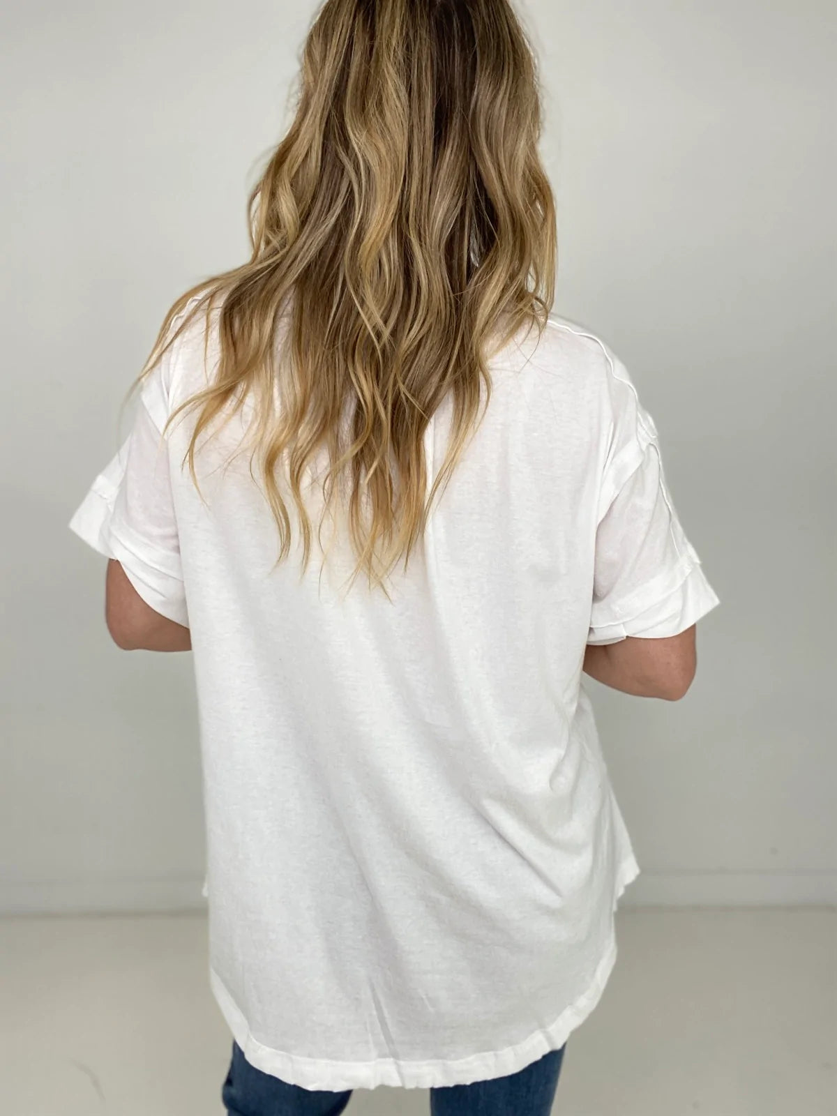 Raw Edge Short Sleeve Top