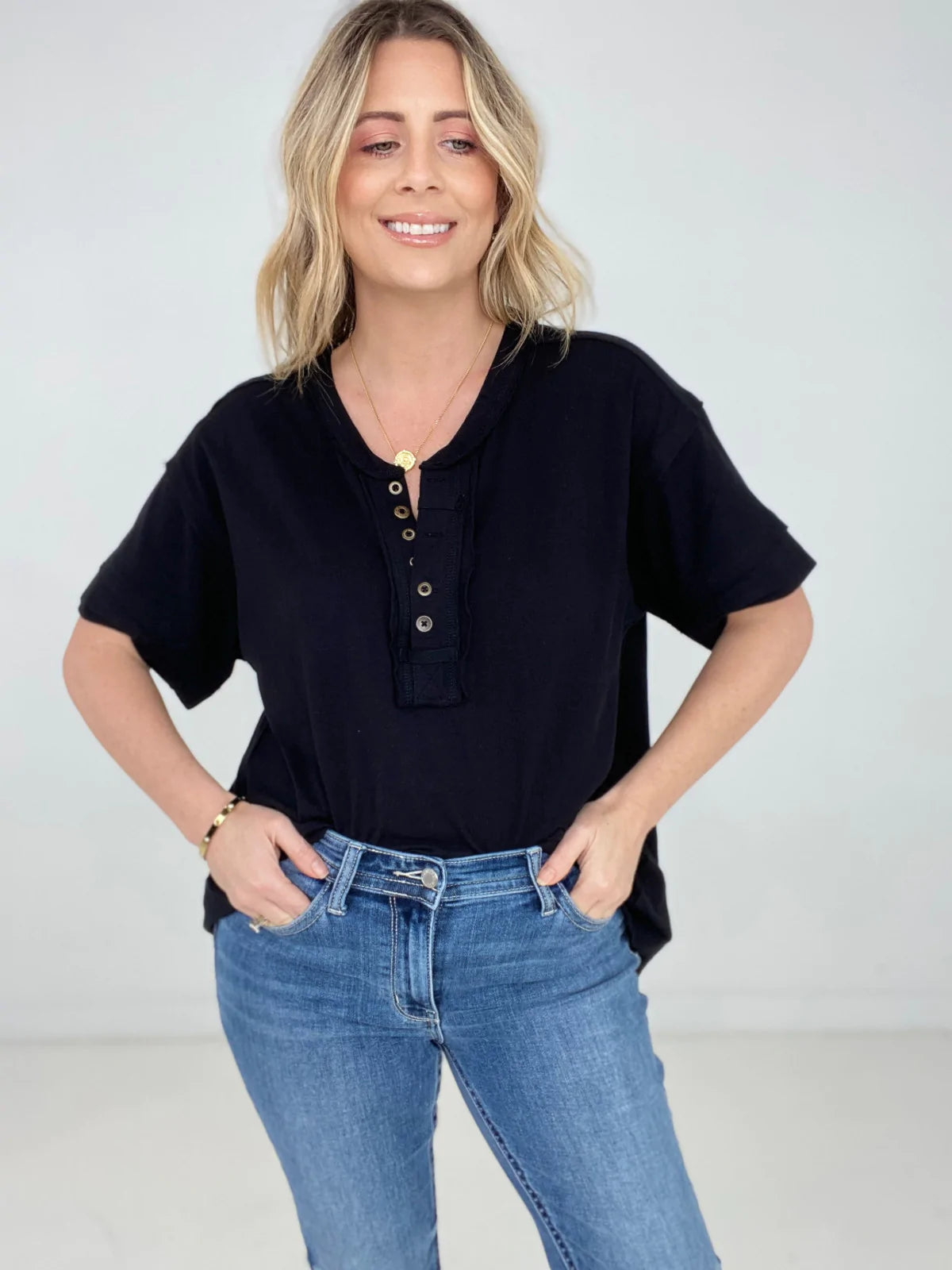 Raw Edge Short Sleeve Top