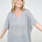 Oversized V-Neck Sheer Knit Top