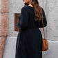 Plus Size Button Front Long Sleeve Dress - (Gray, Pink, Black and Green)