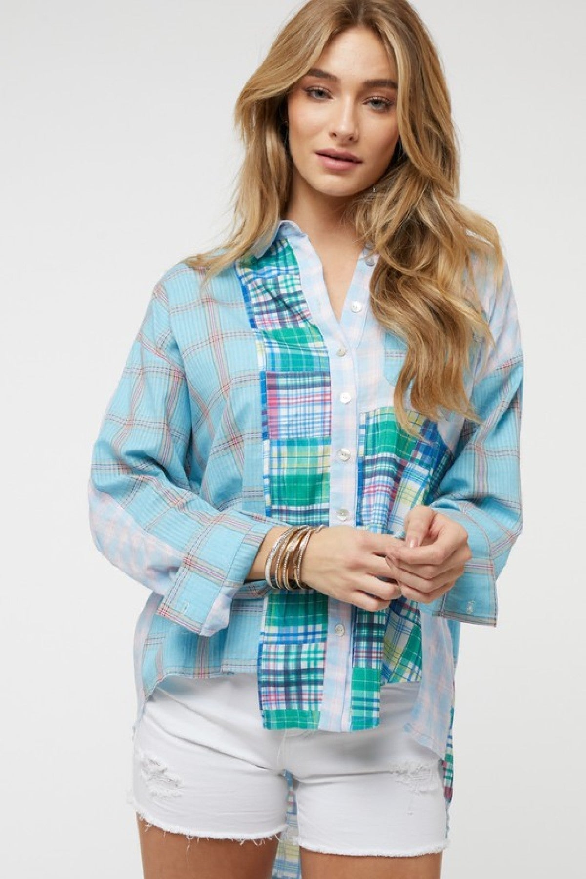 Davi & Dani Pladi Button Down Long Sleeve Shirt