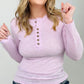 "Addy" Lace Trim Long Sleeve Button Up Henley Top