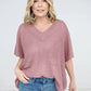 Oversized V-Neck Sheer Knit Top
