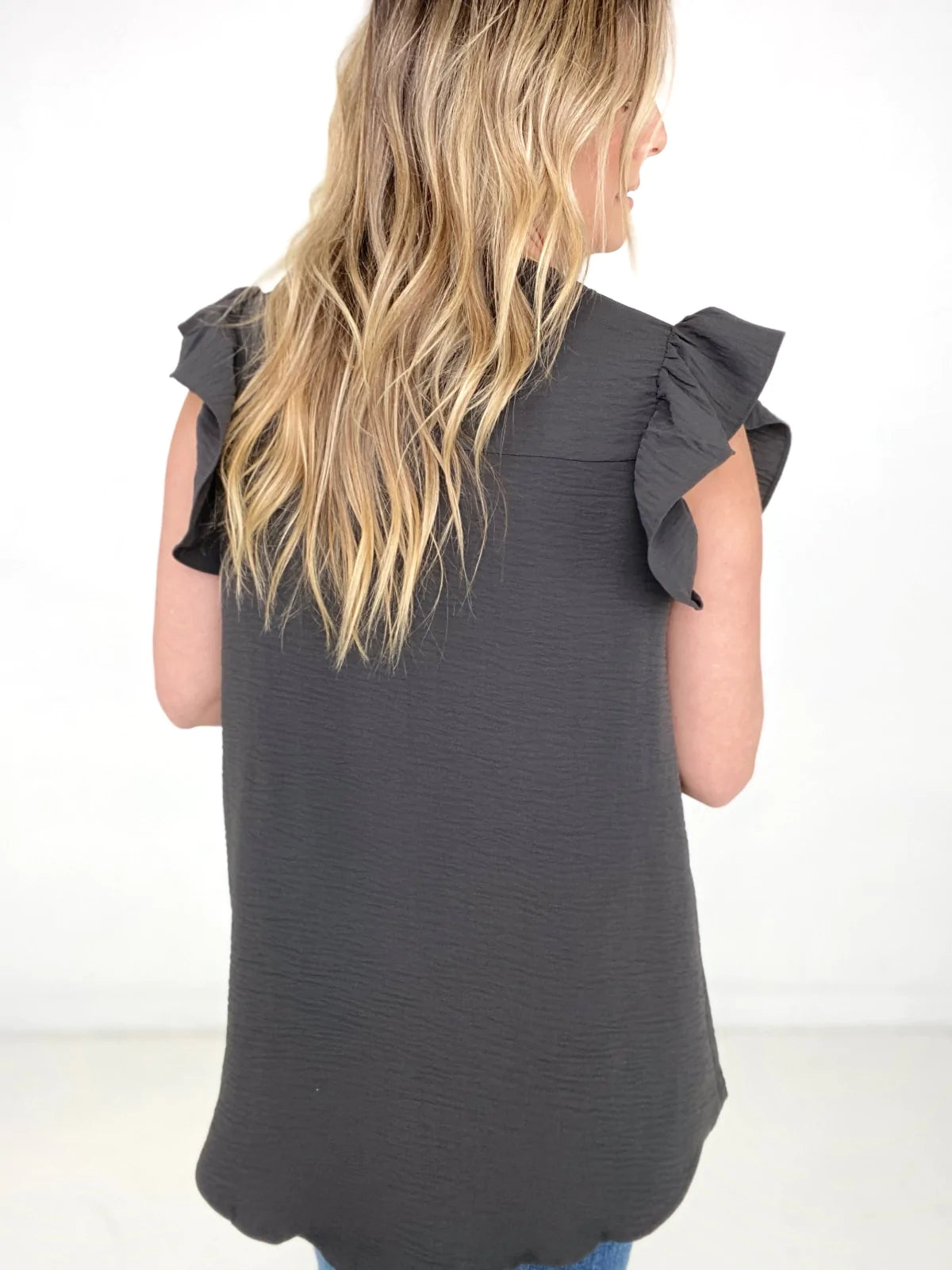 Hopelessly Hopeless Ruffled Sleeve Blouse