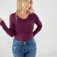 Rae Mode Solid Butter Round Neck Long Sleeve Bodysuit