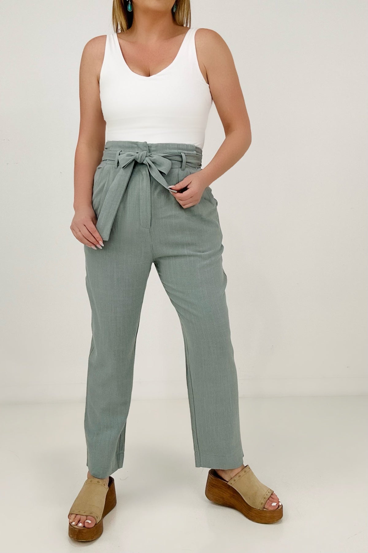 Pin Tuck Linen Pants