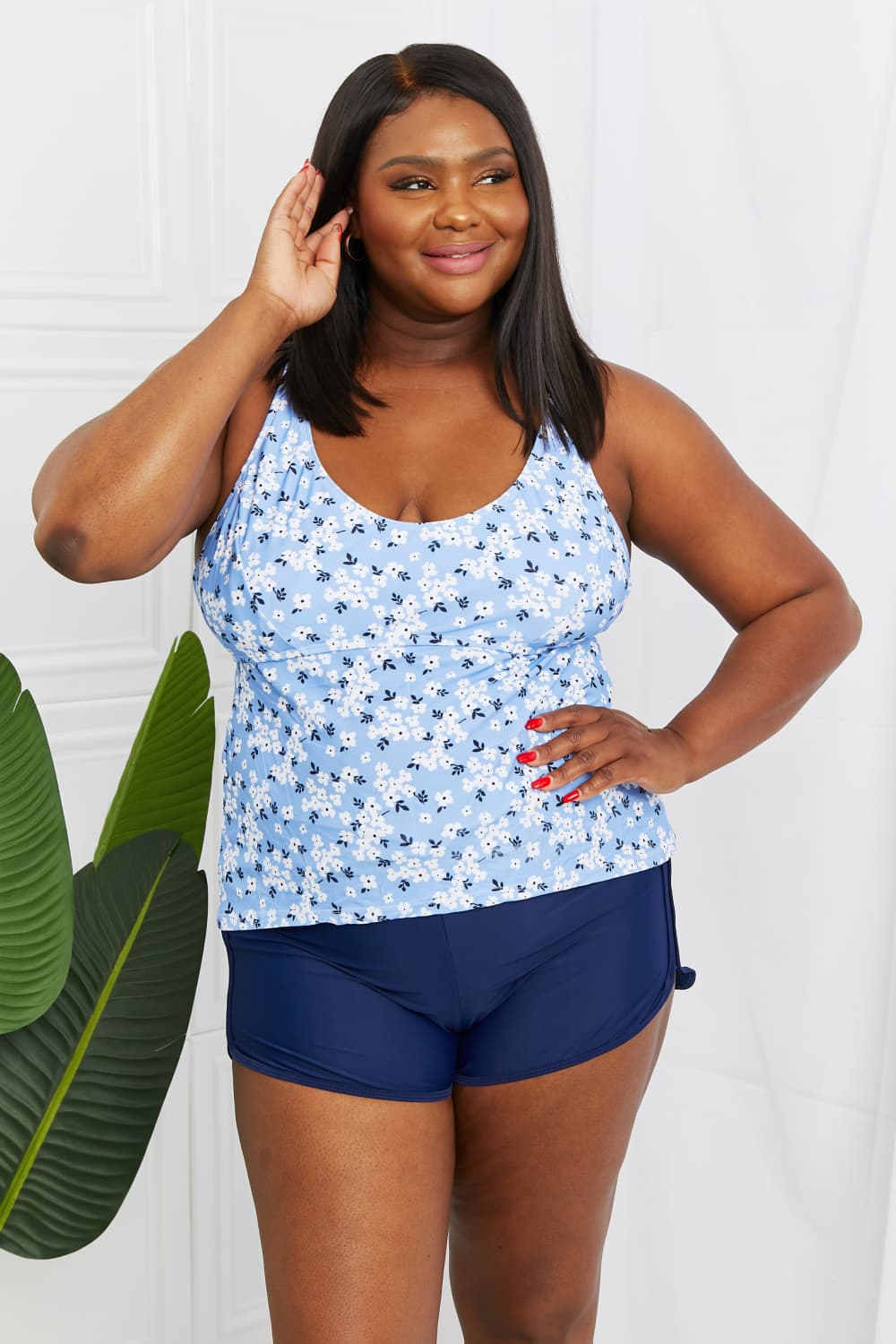 Marina West Swim By The Shore Two-Piece Swimsuit in Blossom Navy