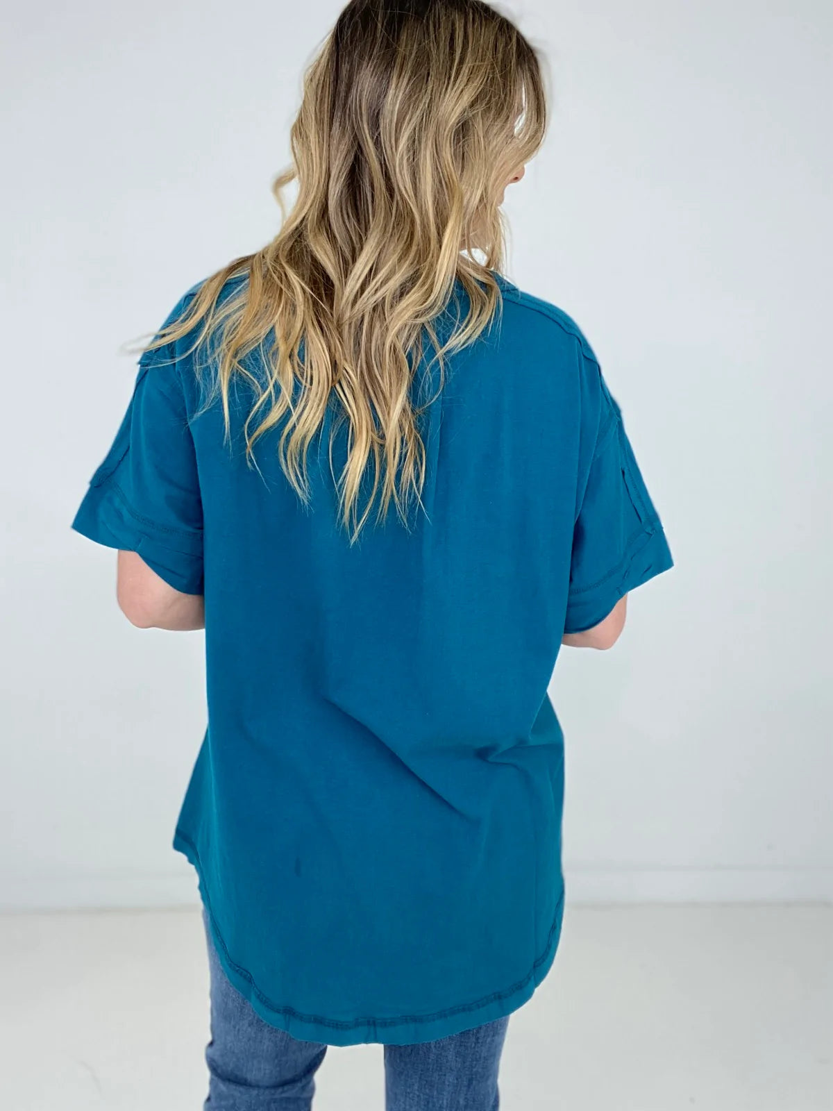 Raw Edge Short Sleeve Top