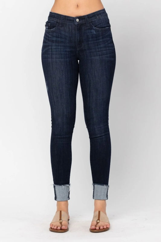 Judy Blue Mid-Rise Cuffed Skinny Long/Tall Jeans