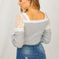 Long Sleeve Striped Bodysuit W/ Lace Trim