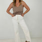 "Sophie" Judy Blue High Waist Wide Leg White Cropped Jeans