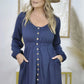 New Colors! Button Up Long Sleeve Dress (Only Ships to US)