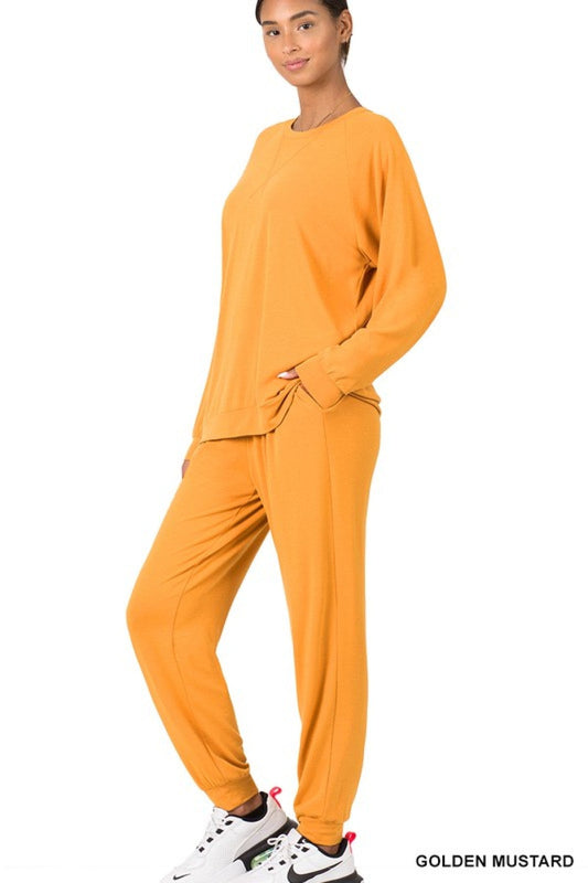 Zenana Raglan Sleeve Pullover & Jogger Pants Set