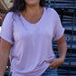 Rae Mode Solid V Neck Short Sleeve Top