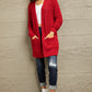 Falling For You Open Front Popcorn Cardigan in Red