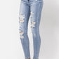 Judy Blue High Rise Bleach Splash Destroyed Skinny Jeans