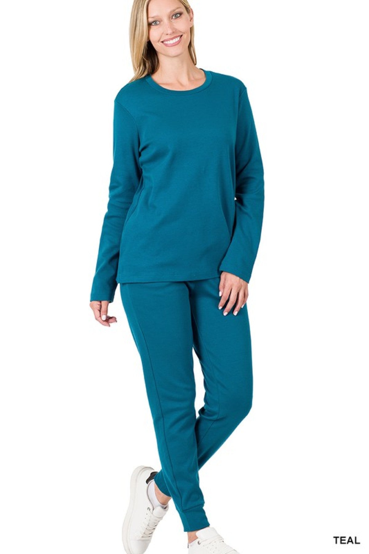 Solid Cotton Top & Jogger Set