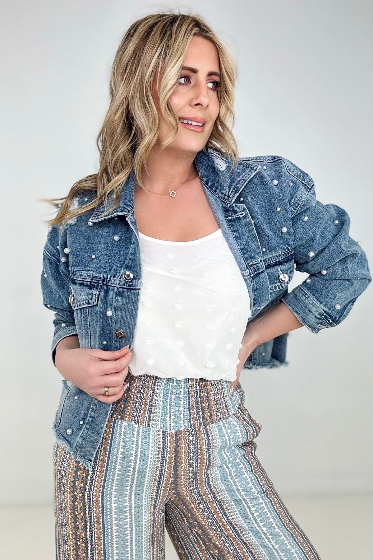 Pearly White Denim Jacket