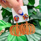 PREORDER: Beaded Post Glitter Pumpkin Dangle Earrings