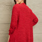Falling For You Open Front Popcorn Cardigan in Red