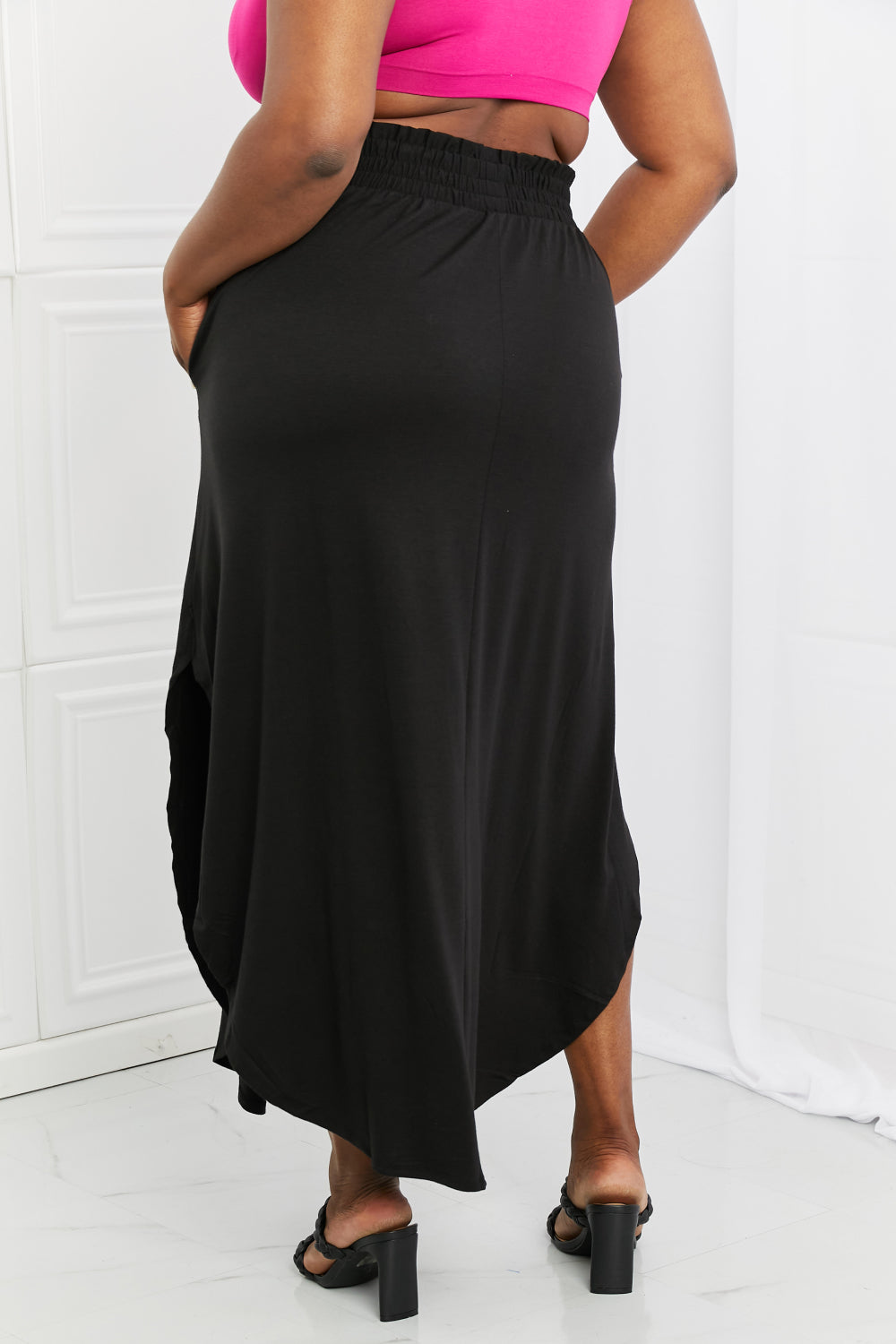 It's My Time Side Scoop Scrunch Skirt - Black