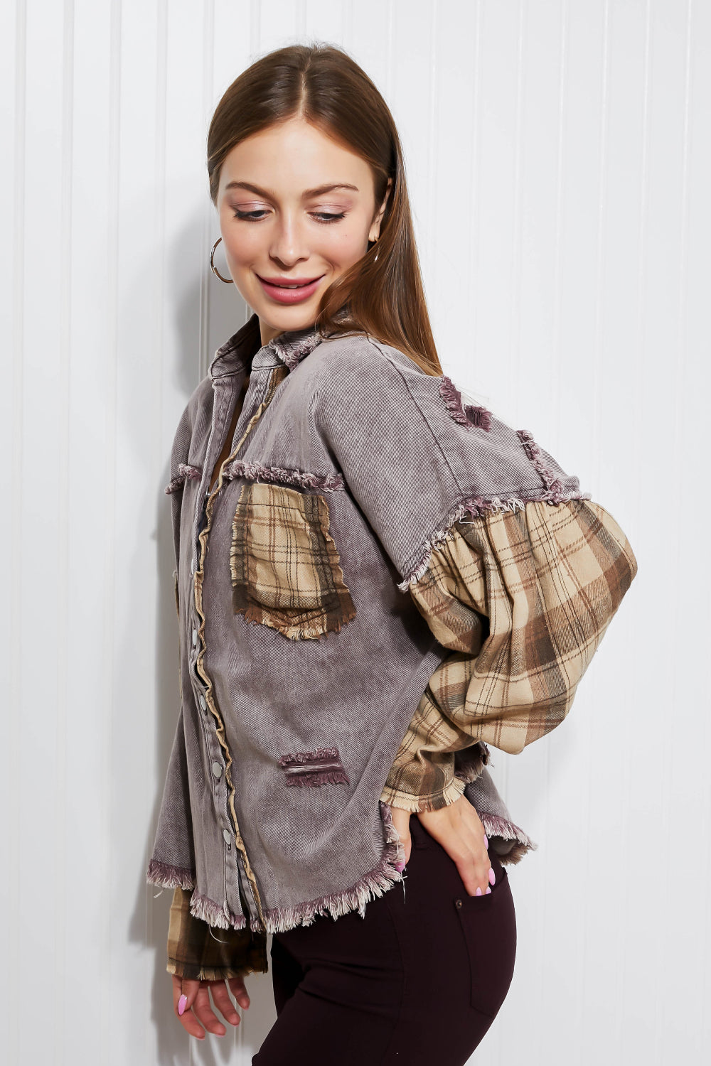 SIZE SMALL In The Twilight Plaid Shacket