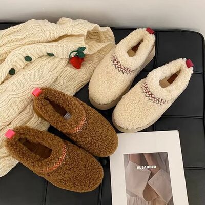 Fur Lined Sherpa Platform Slippers