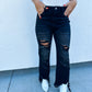 PREORDER: Black Urban Distressed Crop Jeans