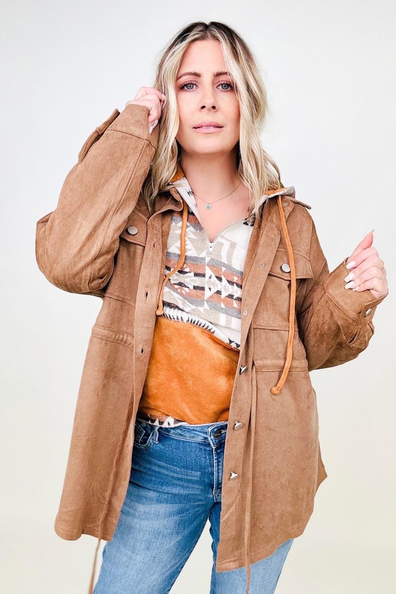 Faux Suede Shirt Jacket - 2 colors
