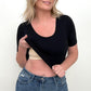 Total Brami Basic Ribbed Fitted Tee with Built In Bra