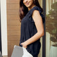 Zenana Full Size Ruffle Shoulder Notched Neck Blouse