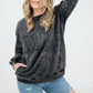 Acid Wash Raw Edge Front Pocket Pullover