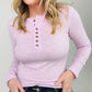 "Addy" Lace Trim Long Sleeve Button Up Henley Top