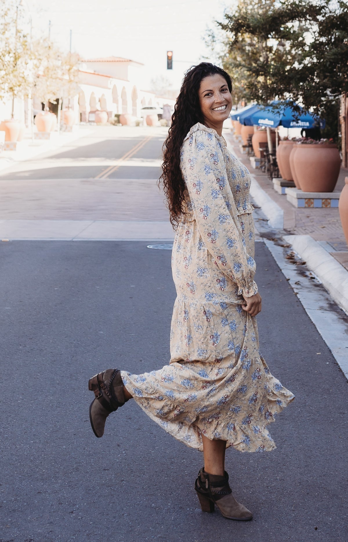 Heyson V-Neck Floral Smocked Bust Maxi Dress