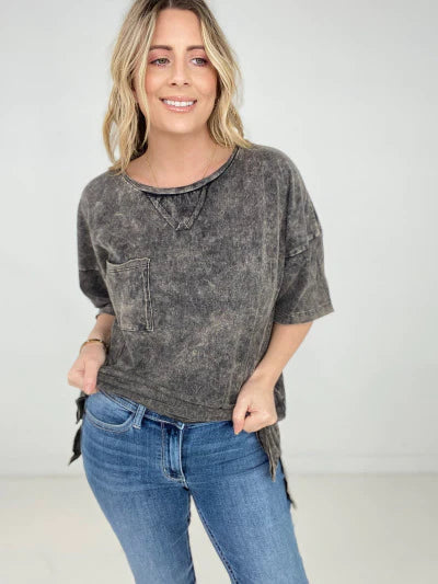 Acid Wash Boyfriend Top