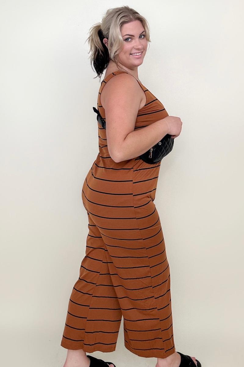 Striped Sleeveless Wide Leg Jumpsuit