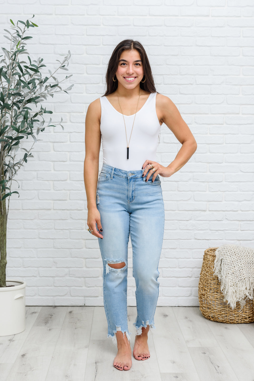 Judy Blue Mid-rise Destroyed Hem Boyfriend Jeans