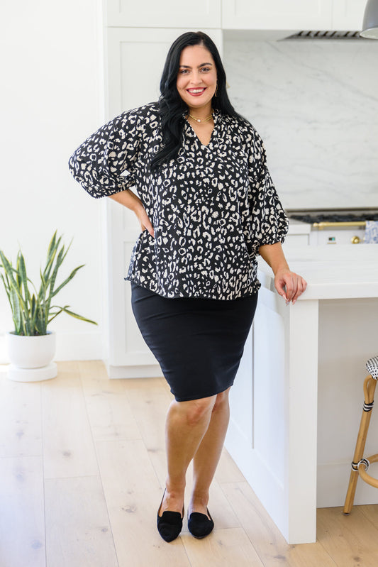 A Bit Of Fun Animal Print Blouse In Black