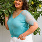 A Little Bit of Lace Top In Aqua