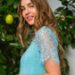 A Little Bit of Lace Top In Aqua