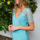 A Little Bit of Lace Top In Aqua