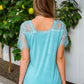 A Little Bit of Lace Top In Aqua