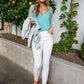 A Little Bit of Lace Top In Aqua